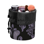 Black And Purple Damask Pattern Print Drawstring Makeup Bag