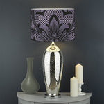 Black And Purple Damask Pattern Print Drum Lamp Shade