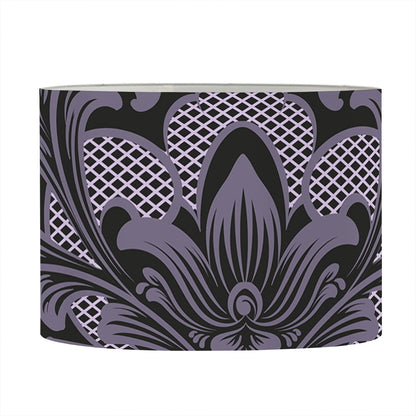 Black And Purple Damask Pattern Print Drum Lamp Shade