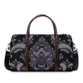 Black And Purple Damask Pattern Print Duffel Bag
