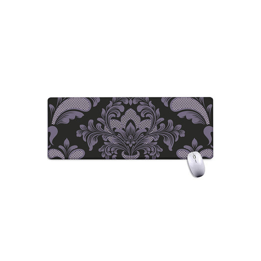 Black And Purple Damask Pattern Print Extended Mouse Pad