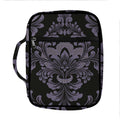 Black And Purple Damask Pattern Print Front Pocket Bible Bag