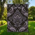 Black And Purple Damask Pattern Print Garden Flag