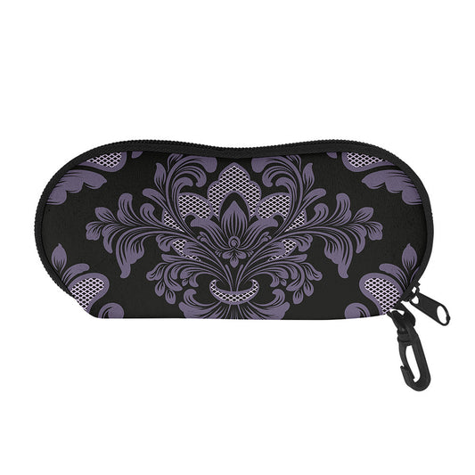 Black And Purple Damask Pattern Print Glasses Case