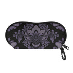Black And Purple Damask Pattern Print Glasses Case