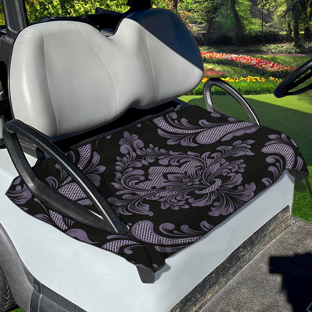 Black And Purple Damask Pattern Print Golf Cart Seat Cover