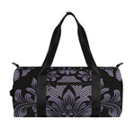 Black And Purple Damask Pattern Print Gym Bag
