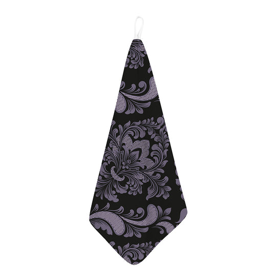 Black And Purple Damask Pattern Print Hand Towel