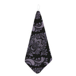 Black And Purple Damask Pattern Print Hand Towel