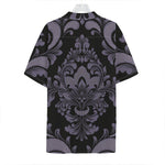 Black And Purple Damask Pattern Print Hawaiian Shirt