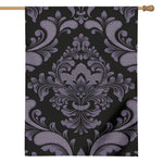 Black And Purple Damask Pattern Print House Flag