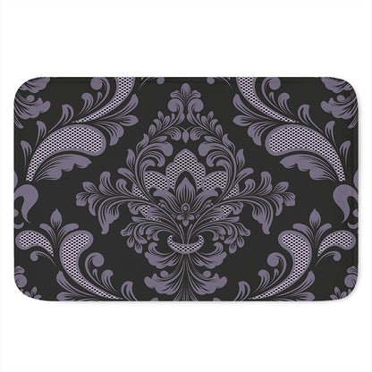 Black And Purple Damask Pattern Print Indoor Door Mat