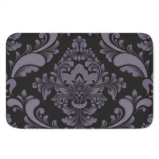 Black And Purple Damask Pattern Print Indoor Door Mat