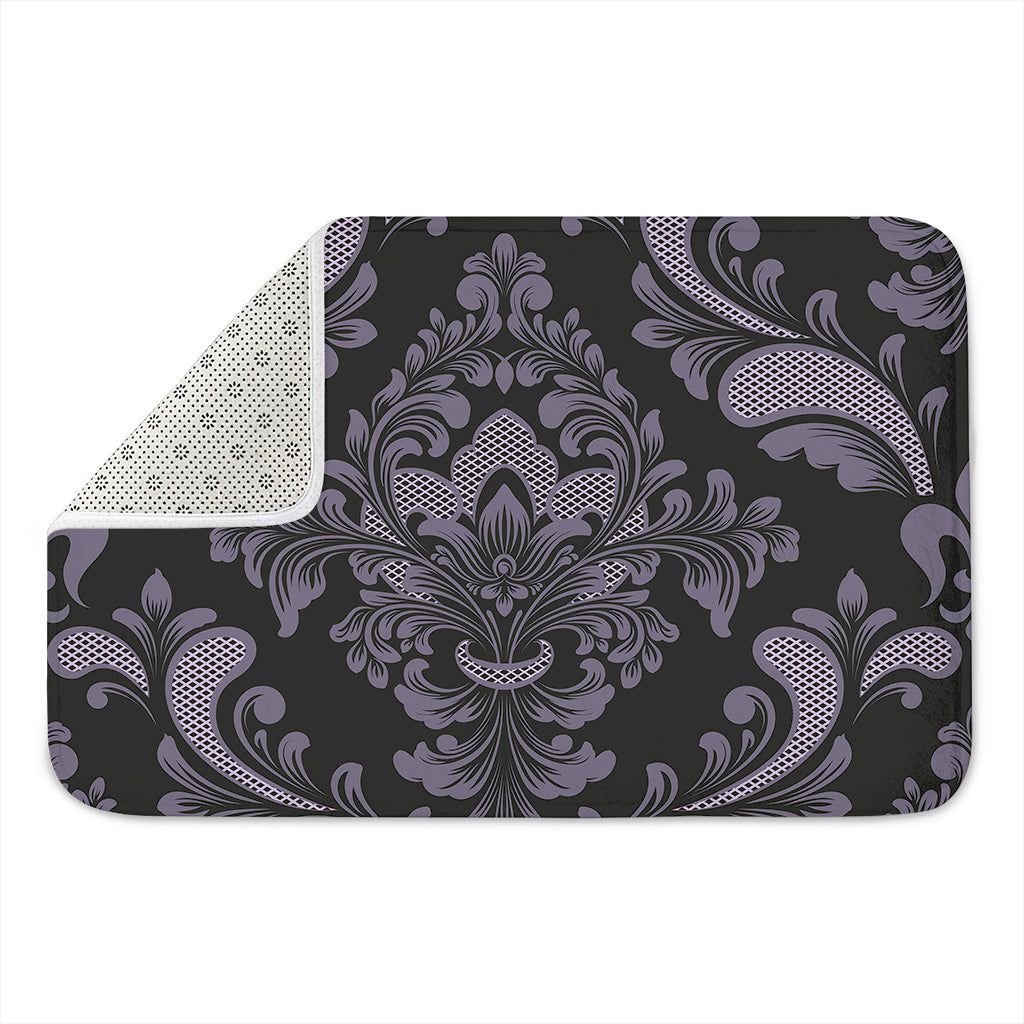 Black And Purple Damask Pattern Print Indoor Door Mat