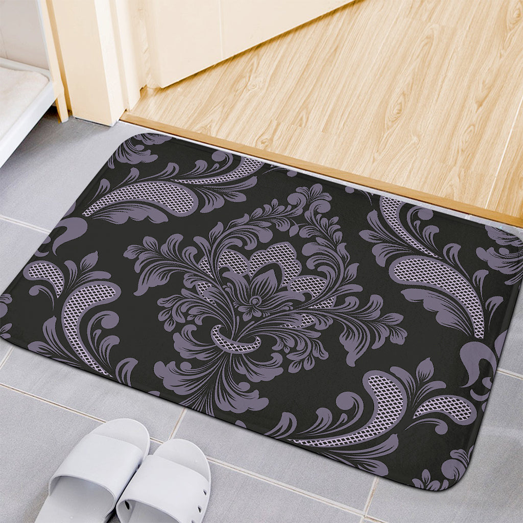 Black And Purple Damask Pattern Print Indoor Door Mat
