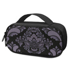 Black And Purple Damask Pattern Print Insulin Cooler Travel Case