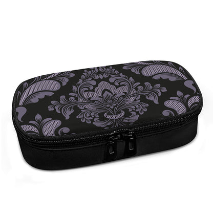Black And Purple Damask Pattern Print Insulin Cooler Travel Case