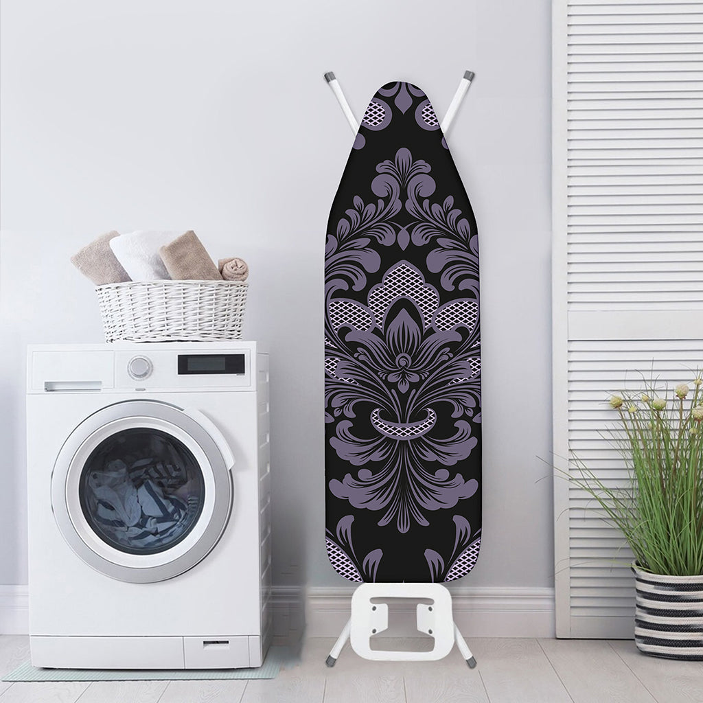 Black And Purple Damask Pattern Print Ironing Board Cover