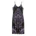 Black And Purple Damask Pattern Print Jersey Midi Cami Dress