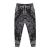 Black And Purple Damask Pattern Print Jogger Pants