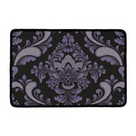 Black And Purple Damask Pattern Print Kitchen Mat