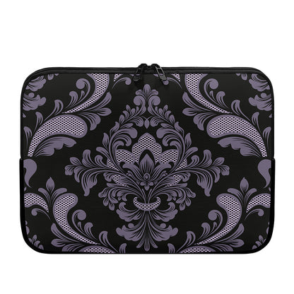 Black And Purple Damask Pattern Print Laptop Sleeve