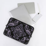 Black And Purple Damask Pattern Print Laptop Sleeve