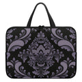 Black And Purple Damask Pattern Print Laptop Sleeve With Handle
