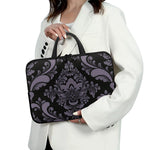 Black And Purple Damask Pattern Print Laptop Sleeve With Handle