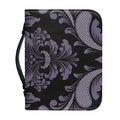 Black And Purple Damask Pattern Print Leather Bible Cover
