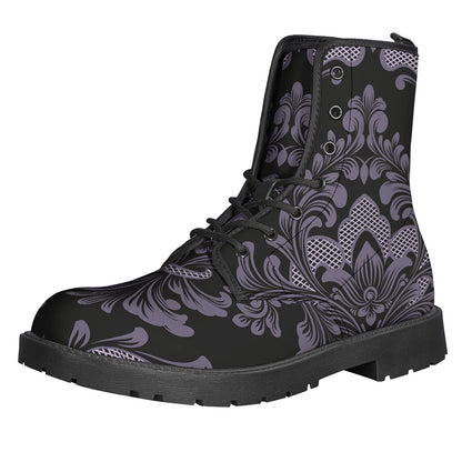 Black And Purple Damask Pattern Print Backpack