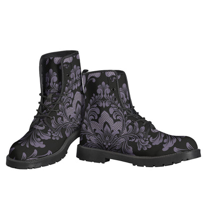 Black And Purple Damask Pattern Print Backpack