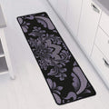 Black And Purple Damask Pattern Print Long Kitchen Mat