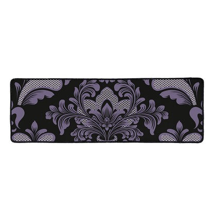 Black And Purple Damask Pattern Print Long Kitchen Mat