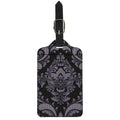 Black And Purple Damask Pattern Print Luggage Tag