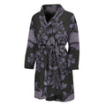 Black And Purple Damask Pattern Print Men's Bathrobe