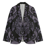 Black And Purple Damask Pattern Print Men's Blazer