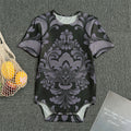 Black And Purple Damask Pattern Print Men's Bodysuit