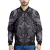 Black And Purple Damask Pattern Print Men's Bomber Jacket