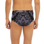 Black And Purple Damask Pattern Print Men's Briefs
