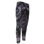 Black And Purple Damask Pattern Print Men's Compression Pants