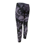 Black And Purple Damask Pattern Print Men's Compression Pants