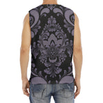 Black And Purple Damask Pattern Print Men's Fitness Tank Top