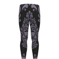 Black And Purple Damask Pattern Print Men's Leggings