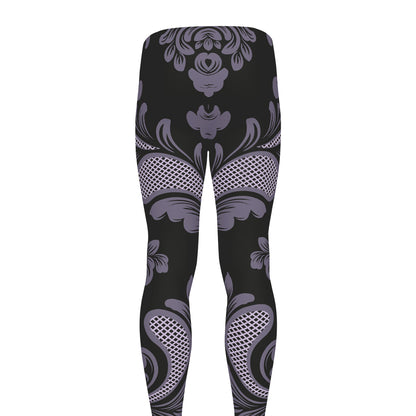 Black And Purple Damask Pattern Print Men's leggings