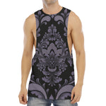 Black And Purple Damask Pattern Print Men's Muscle Tank Top