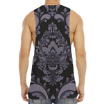 Black And Purple Damask Pattern Print Men's Muscle Tank Top