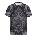 Black And Purple Damask Pattern Print Men's Athletic T-Shirt