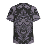 Black And Purple Damask Pattern Print Men's Sports T-Shirt