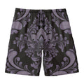 Black And Purple Damask Pattern Print Men's Swim Trunks